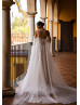 Off Shoulder Beaded Ivory Lace Tulle Shiny Wedding Dress